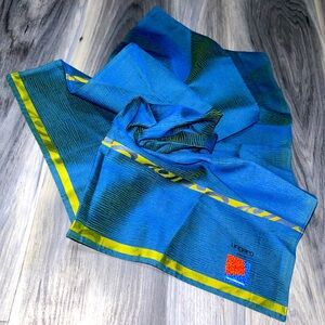 Ungaro Paris Vintage Blue & Green 2 Tone Handkerchief Scarf